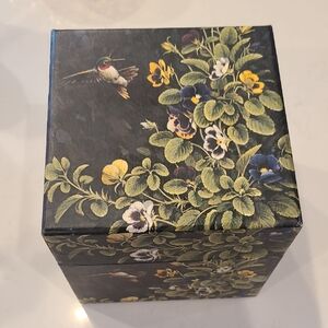 Floral Decorative Box with Hummingbird Design